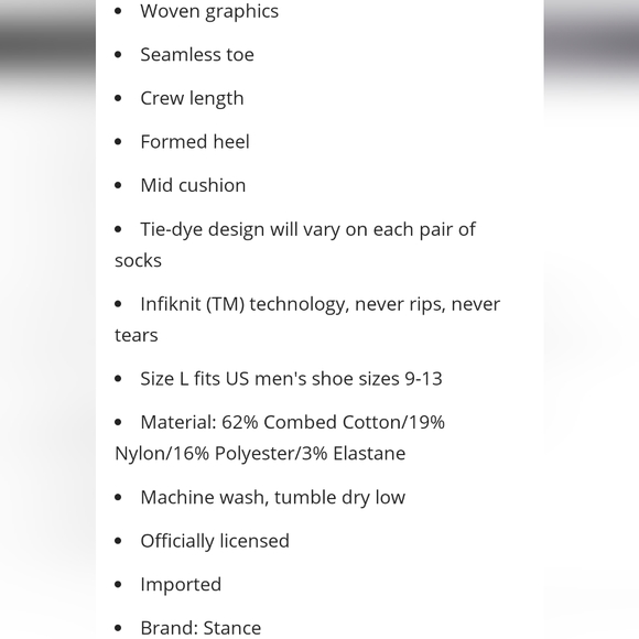 NWT Men's Los Angeles Lakers Tie Dye Stance Crew Socks - Picture 15 of 15